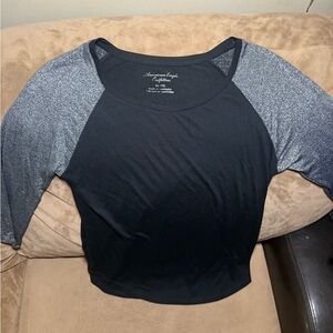 American Eagle Outfitters Womens’ X-Large Top with Gray Sparkle Raglan Sleeves